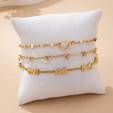 Crystal Drop Heart Bow Charm Bracelet