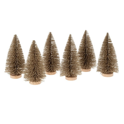 Champagne Sparkle Bottle Brush Trees Set/6