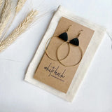 Leather & Brass Circle Earrings