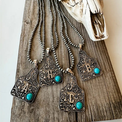 Initial Eartag Pendant Necklace