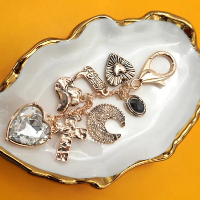 Heart Cross Western Boot Key Charm