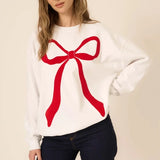 Flocked Bow Sweatshirt