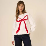 Flocked Bow Sweatshirt