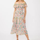 Floral Dust Off-Shoulder Midi Dress