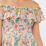 Floral Dust Off-Shoulder Midi Dress
