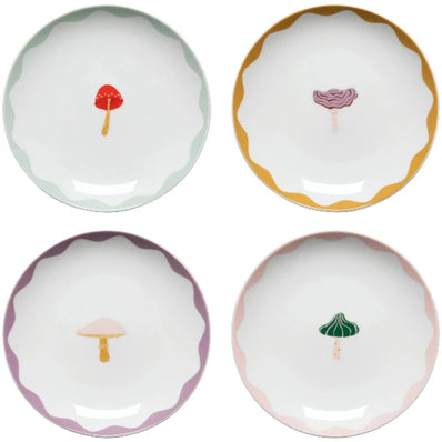 Mushroom Gems Appetizer Plates Set/4
