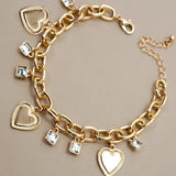 Heart Rhinestone Charm Bracelet