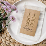 Brass Triple Hexagon Dangle Earrings