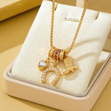 Western Rhinestone Horseshoe Charm Necklace