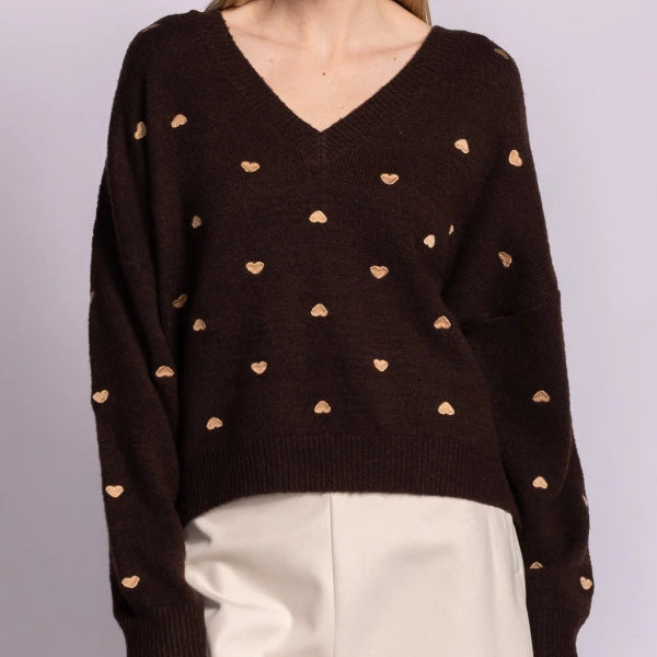 Inima Heart V-Neck Sweater