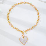 White Inlay Heart Toggle Necklace