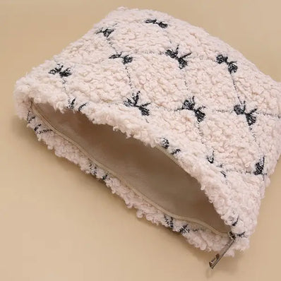 Soft Wool Bow Pouch Bag