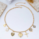 Antique Heart Locket & Cross Charm Necklace
