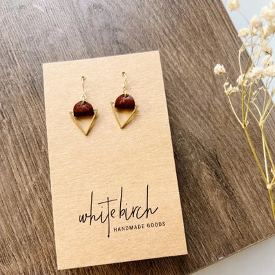Leather & Brass Triangle Earrings