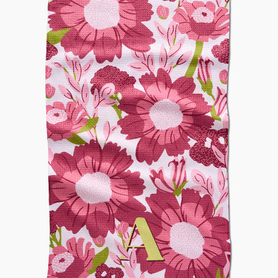 Geometry Monogram Floral Tea Towel