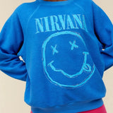 Nirvana Smiley Reverse Raglan Crew