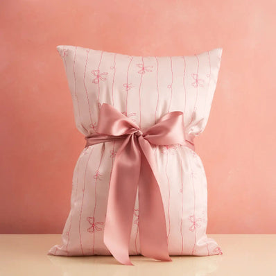 Holiday Striped Bows Satin Pillowcase
