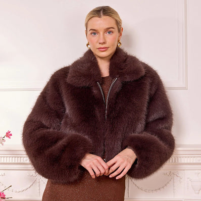 Goldleaf Cropped Faux Fur Jacket
