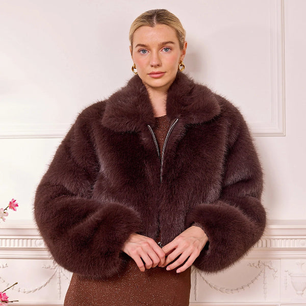 Goldleaf Cropped Faux Fur Jacket