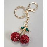 Rhinestone Cherry Drop Keychain