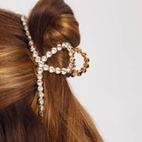 Gold Metal Rhinestone Loop Claw Clip