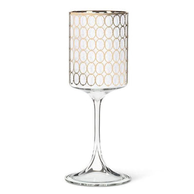 Slender Wine Glass w Gold Rings