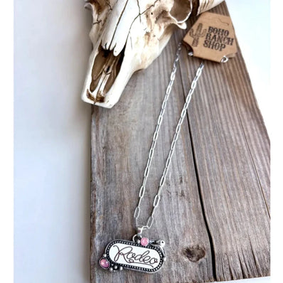 Rodeo Print Stone Pendant Necklace