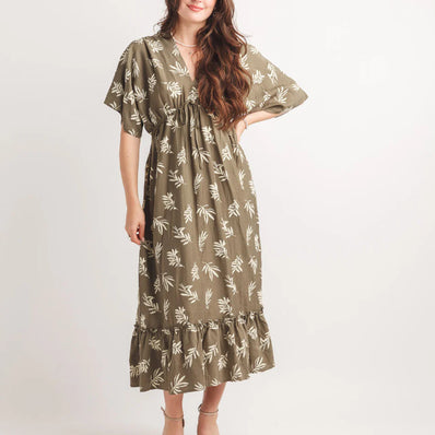 Rubber Print Flowy Sleeve Dress