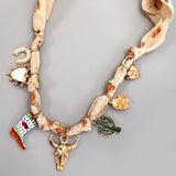 Boot Cactus Scarf Charm Necklace