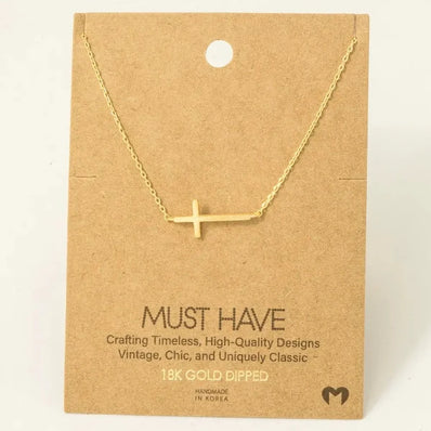 Side Cross Pendant Necklace