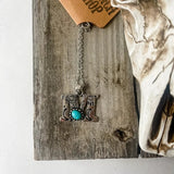 Initial Stamped Turquoise Stone Necklace