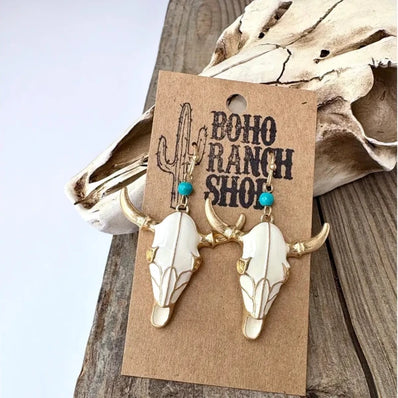 Western Steerhead Dangle Earrings