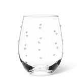 Stemless Wine W/ Pink Hearts