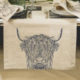 Linen Table Runner - Highland Cow