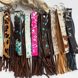 Cowhide Leather Fringe Keychain