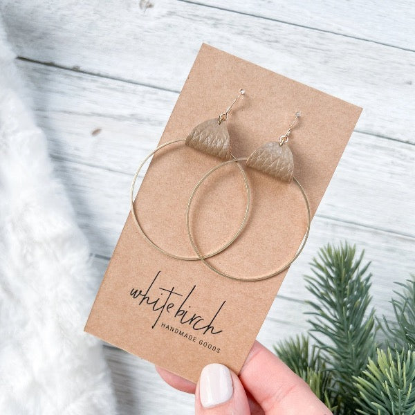 Leather & Brass Circle Earrings