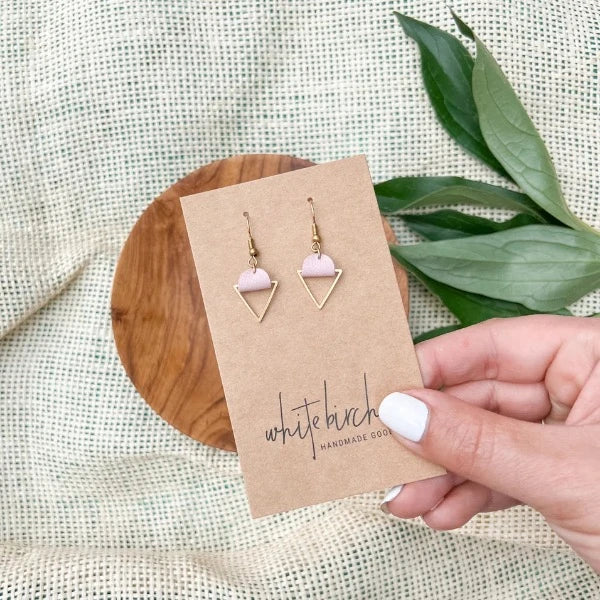 Leather & Brass Triangle Earrings