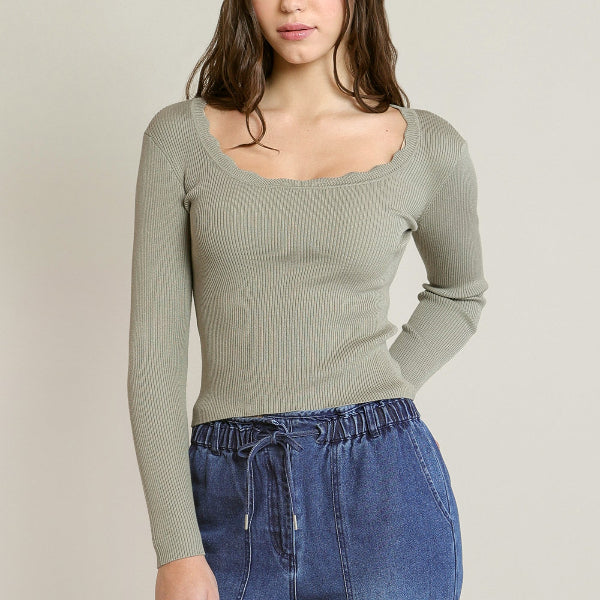 Sonja Scalloped Sweater Top