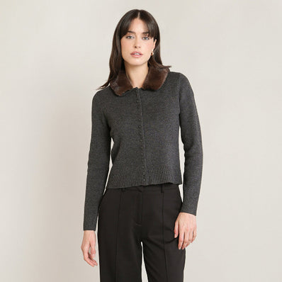 Fiona Fur Lapel Cardigan