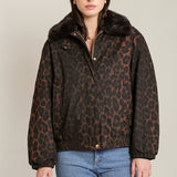 Padded Leopard Bomber Jacket