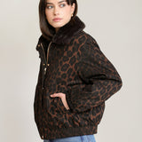 Padded Leopard Bomber Jacket
