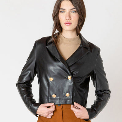 Colt Faux Leather Cropped Jacket