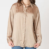 Lila Crinkle Satin Blouse