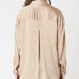 Lila Crinkle Satin Blouse