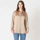 Lila Crinkle Satin Blouse