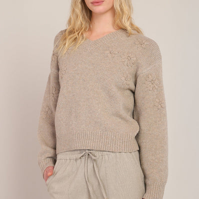 Faith Flower Embroidered Sweater