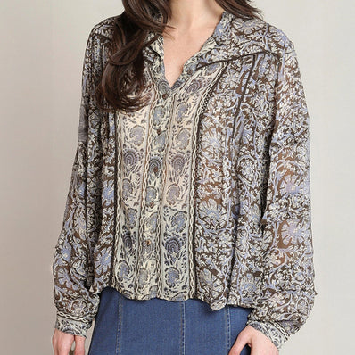 Connie Orchid Print Blouse