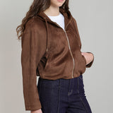 Forrest Faux Suede Hooded Bomber
