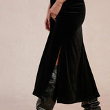 Violet Velvet Midi Skirt