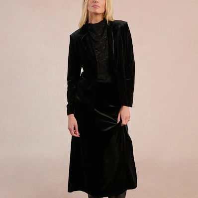 Violet Velvet Midi Skirt